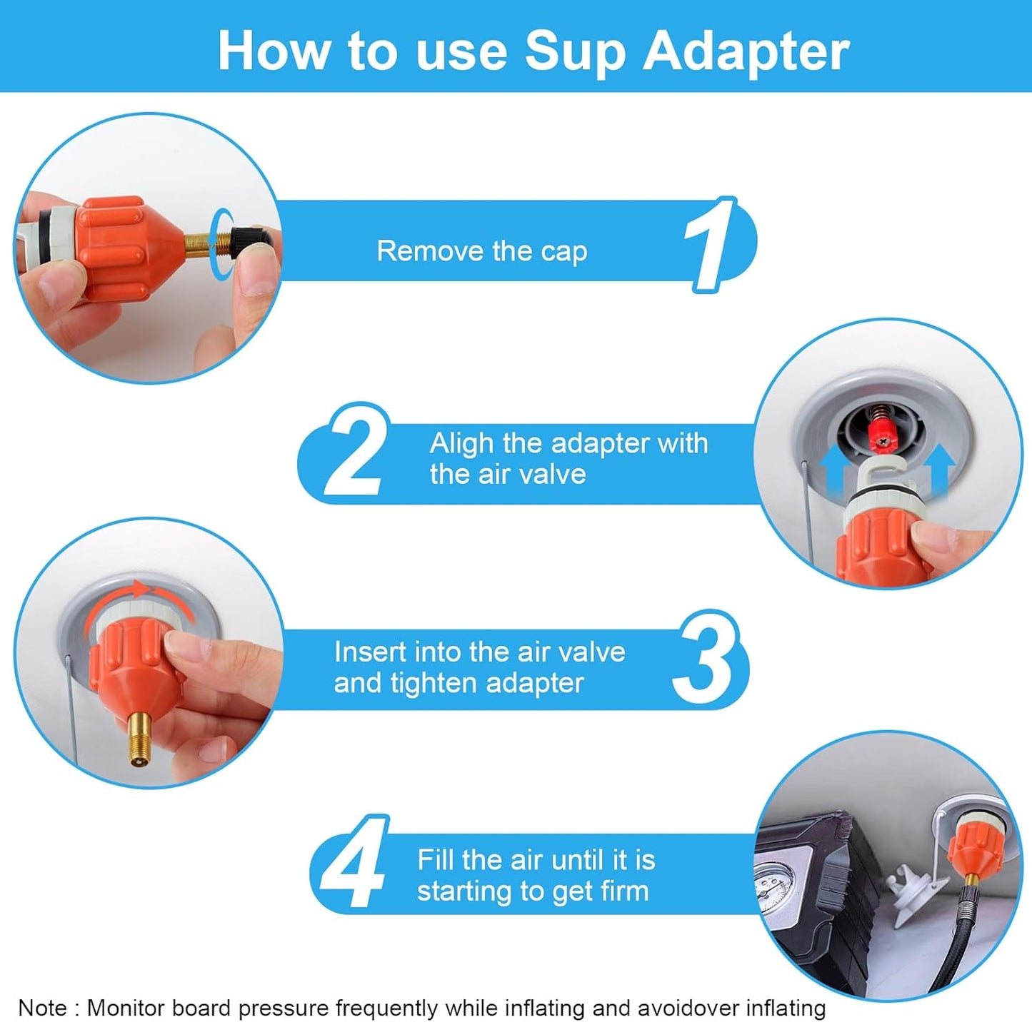 2Pcs Stand Up Paddle Board Pump Adapter