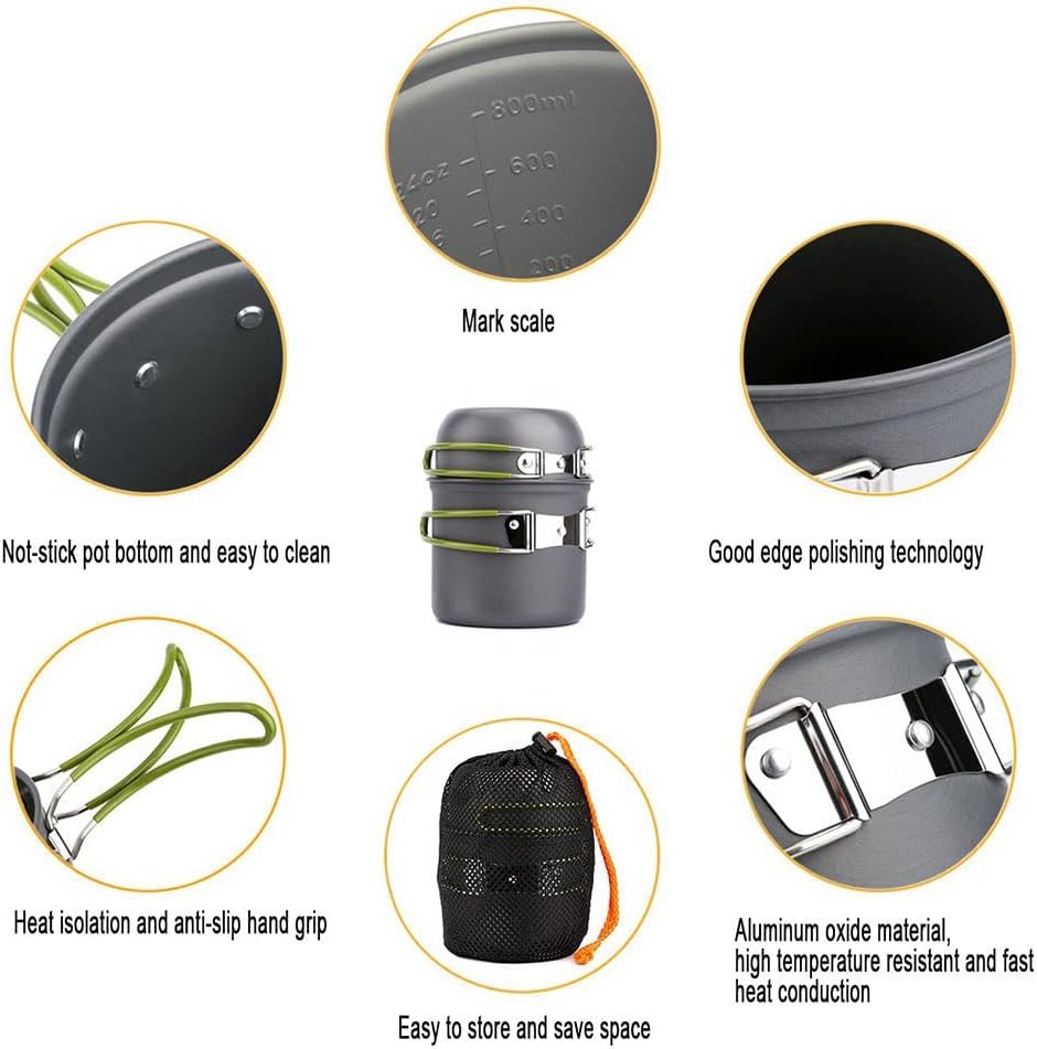 Camping Cookware Kit with Stove Outdoor Cooking Set