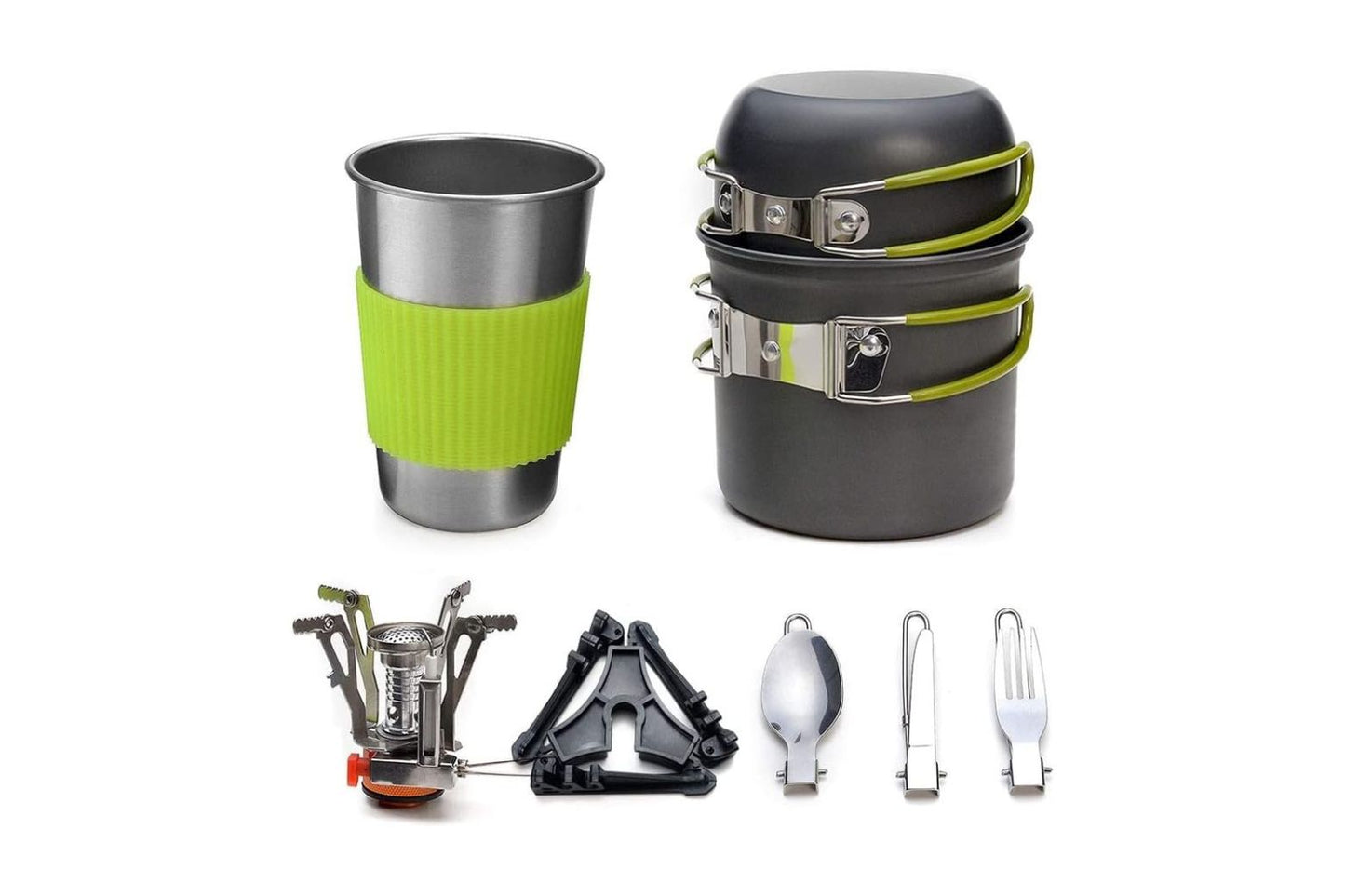 Camping Cookware Kit with Stove Outdoor Cooking Set